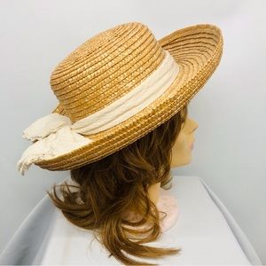 Summer Straw Wide Brim Hat with Bow